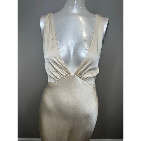 Shona Joy La Lune Plunged Cross Back Midi Dress in Cream US 2 $320 - Picture 5 of 11